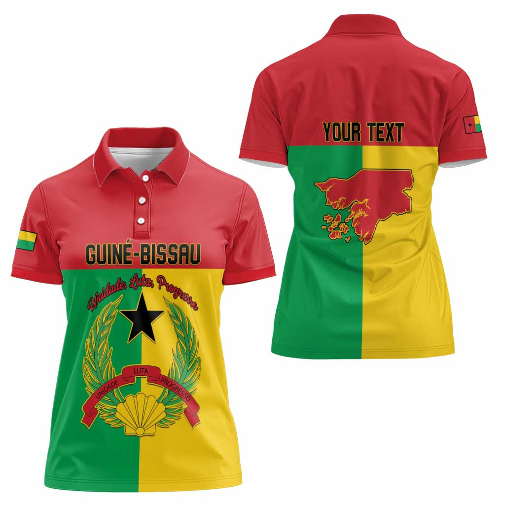 Personalized Guinea-Bissau Women Polo Shirt Coat Of Arms Flag Style - Wonder Print Shop