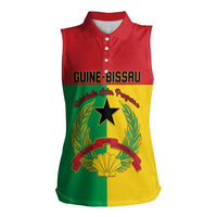 Personalized Guinea-Bissau Women Sleeveless Polo Shirt Coat Of Arms Flag Style - Wonder Print Shop