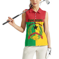 Personalized Guinea-Bissau Women Sleeveless Polo Shirt Coat Of Arms Flag Style - Wonder Print Shop