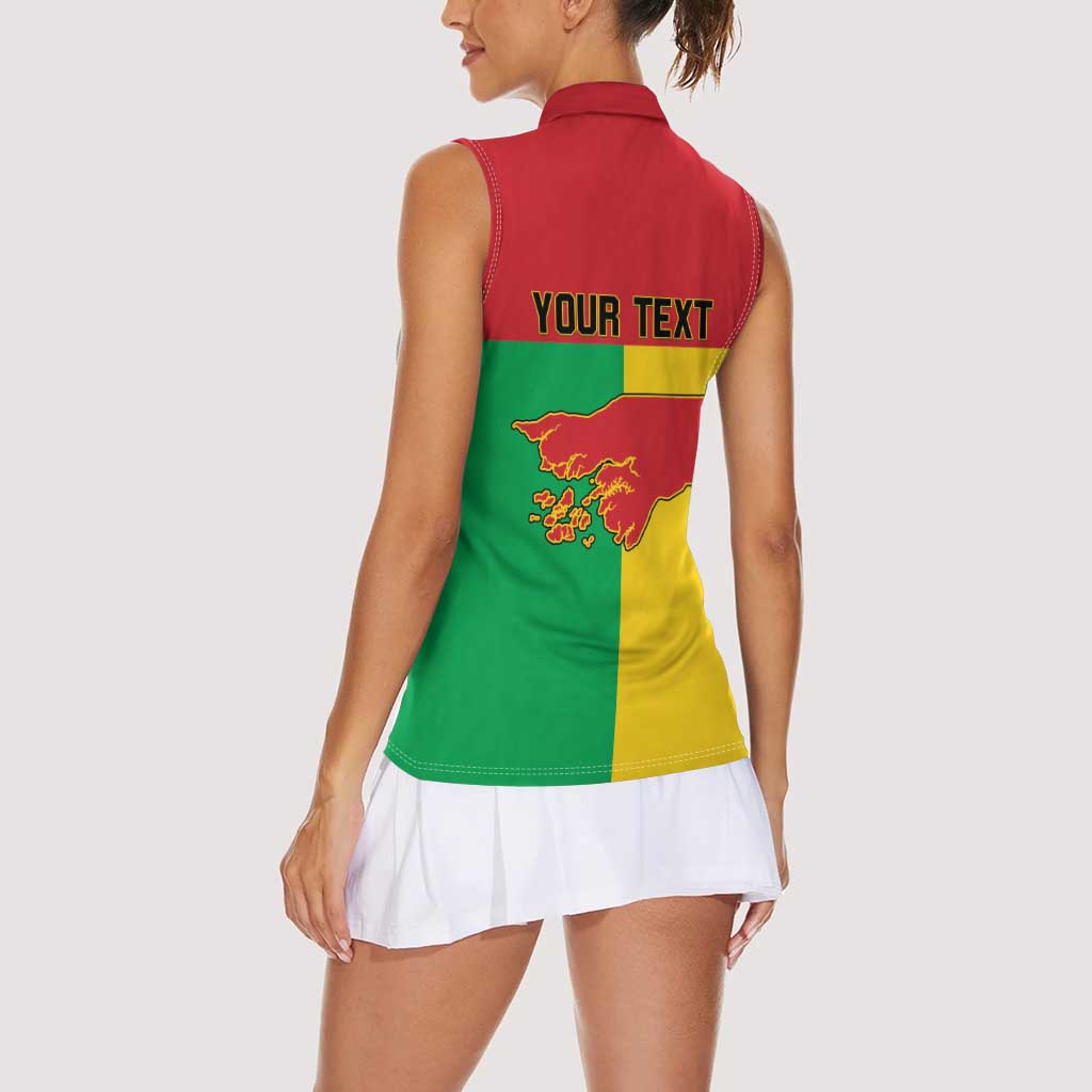 Personalized Guinea-Bissau Women Sleeveless Polo Shirt Coat Of Arms Flag Style - Wonder Print Shop