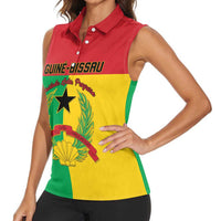 Personalized Guinea-Bissau Women Sleeveless Polo Shirt Coat Of Arms Flag Style - Wonder Print Shop