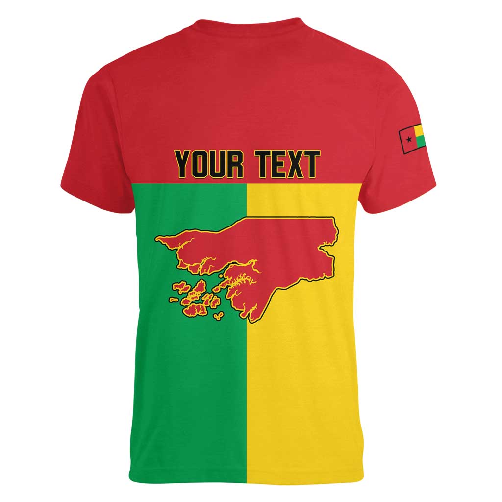 Personalized Guinea-Bissau Women V-Neck T-Shirt Coat Of Arms Flag Style - Wonder Print Shop