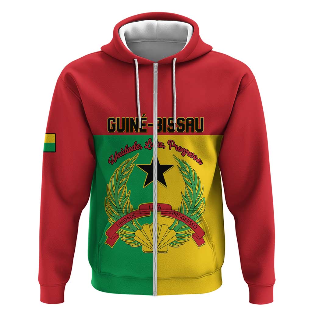 Personalized Guinea-Bissau Zip Hoodie Coat Of Arms Flag Style - Wonder Print Shop