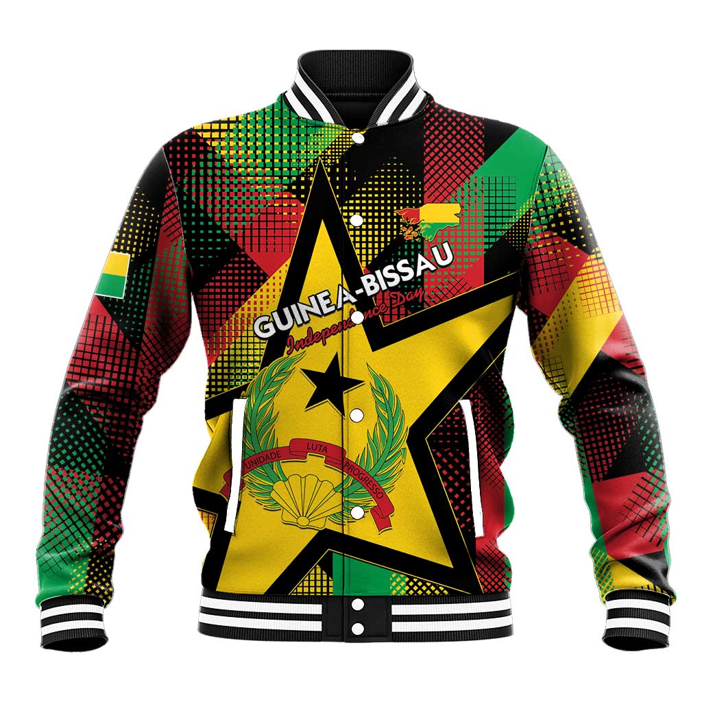 Personalized Guinea-Bissau Independence Day Baseball Jacket Coat Of Arms With Map - Wonder Print Shop