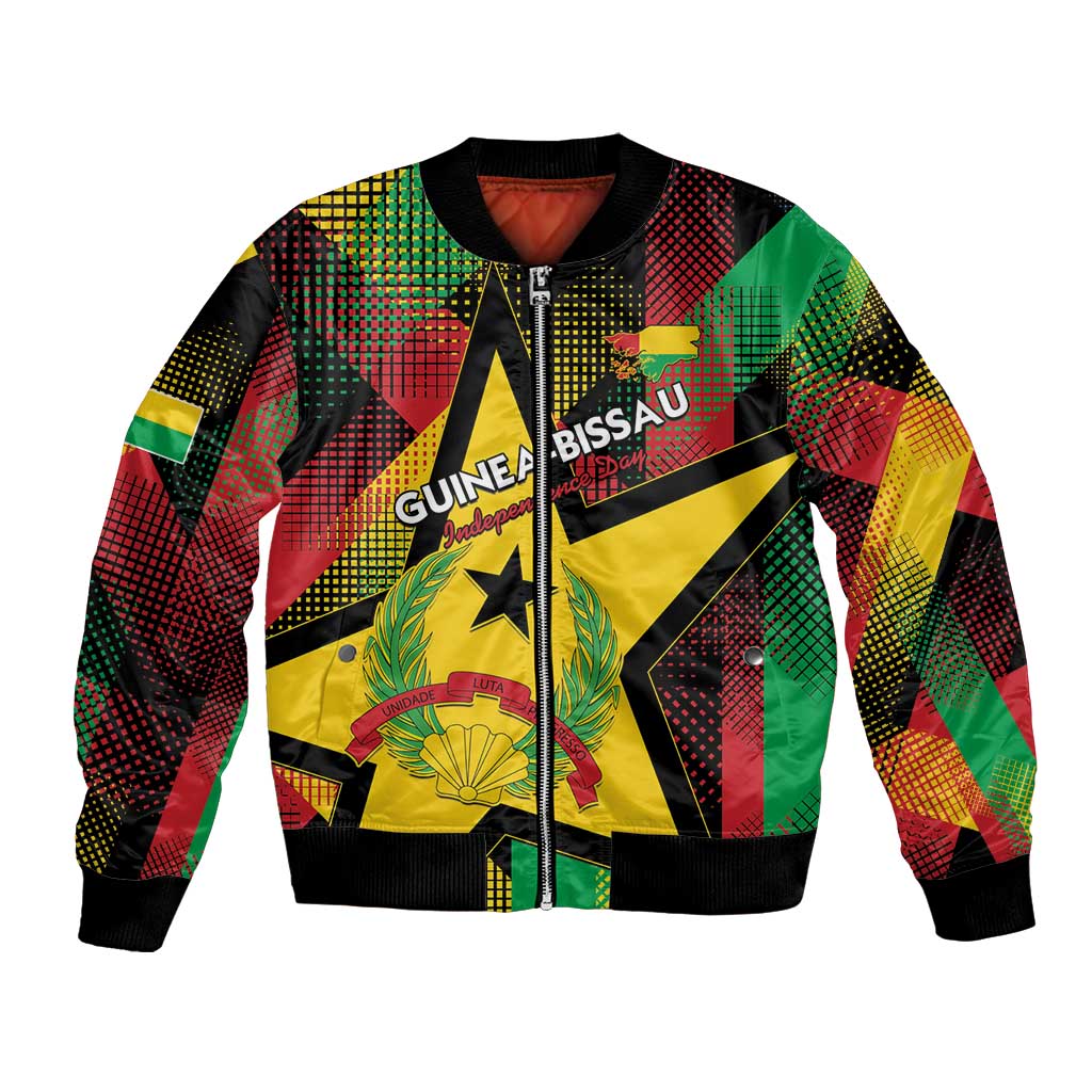 Personalized Guinea-Bissau Independence Day Bomber Jacket Coat Of Arms With Map - Wonder Print Shop
