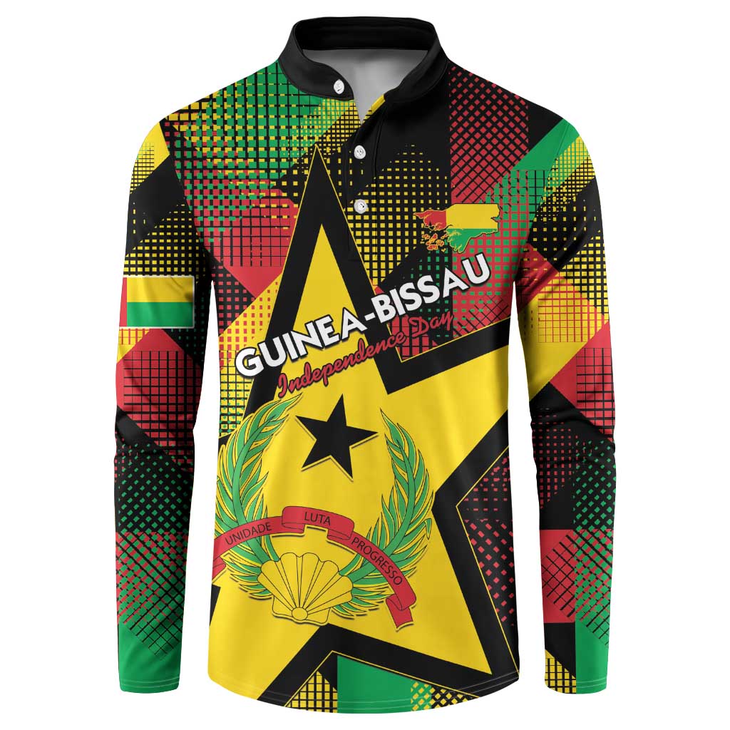 Personalized Guinea-Bissau Independence Day Button Sweatshirt Coat Of Arms With Map - Wonder Print Shop