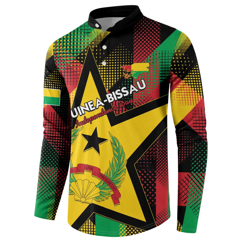 Personalized Guinea-Bissau Independence Day Button Sweatshirt Coat Of Arms With Map - Wonder Print Shop