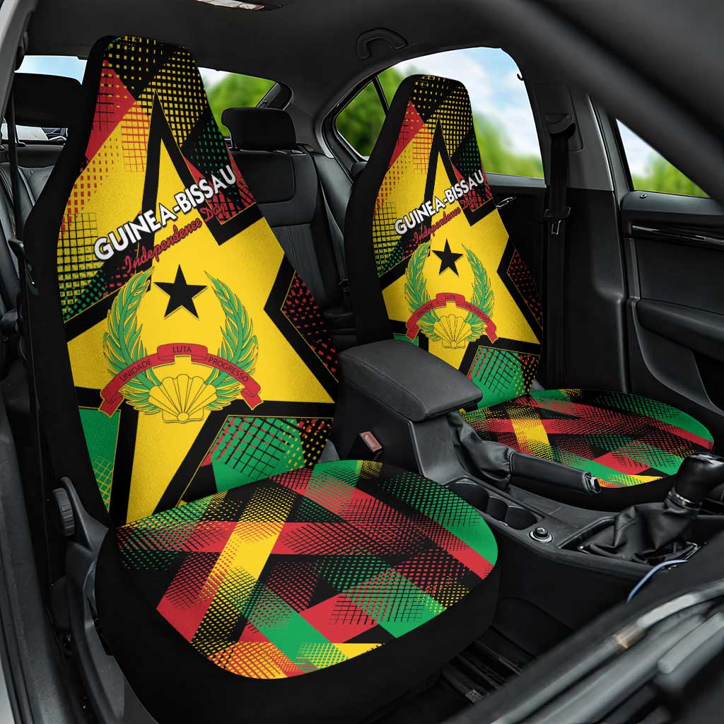 Guinea-Bissau Independence Day Car Seat Cover Coat Of Arms With Map - Wonder Print Shop