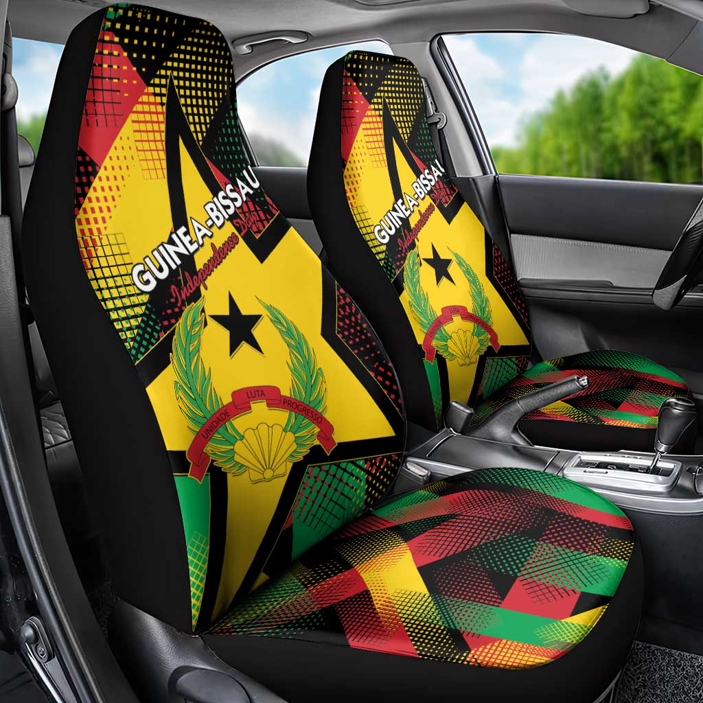 Guinea-Bissau Independence Day Car Seat Cover Coat Of Arms With Map - Wonder Print Shop