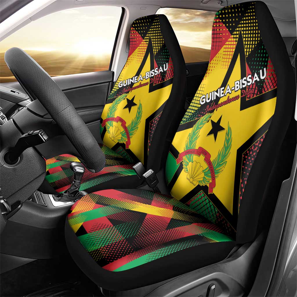 Guinea-Bissau Independence Day Car Seat Cover Coat Of Arms With Map - Wonder Print Shop