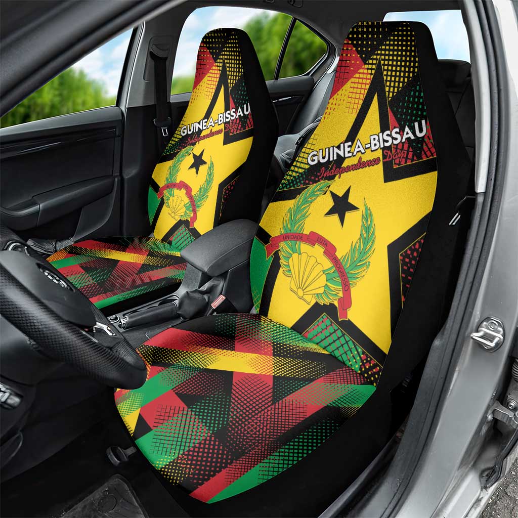 Guinea-Bissau Independence Day Car Seat Cover Coat Of Arms With Map - Wonder Print Shop