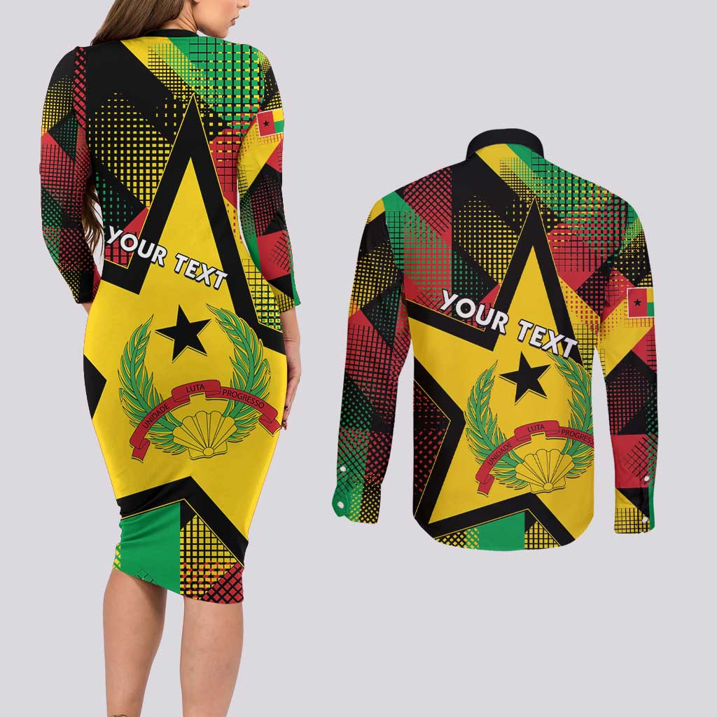 Personalized Guinea-Bissau Independence Day Couples Matching Long Sleeve Bodycon Dress and Long Sleeve Button Shirt Coat Of Arms With Map - Wonder Print Shop