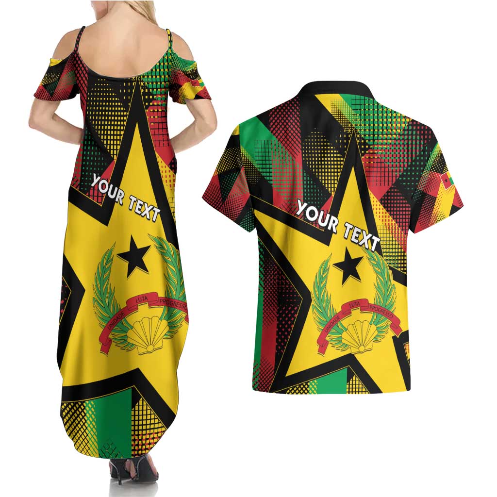 Personalized Guinea-Bissau Independence Day Couples Matching Summer Maxi Dress and Hawaiian Shirt Coat Of Arms With Map - Wonder Print Shop