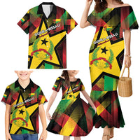 Personalized Guinea-Bissau Independence Day Family Matching Mermaid Dress and Hawaiian Shirt Coat Of Arms With Map - Wonder Print Shop