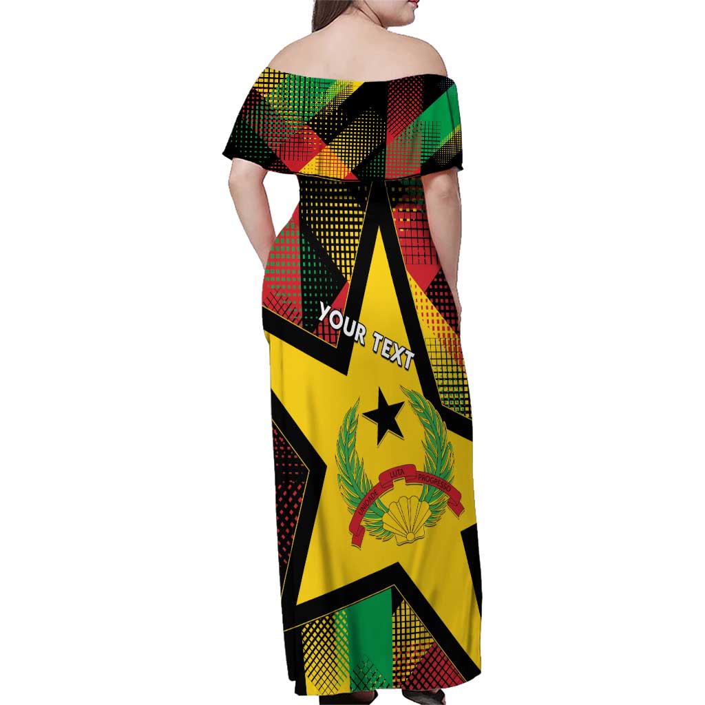 Personalized Guinea-Bissau Independence Day Family Matching Off Shoulder Maxi Dress and Hawaiian Shirt Coat Of Arms With Map - Wonder Print Shop