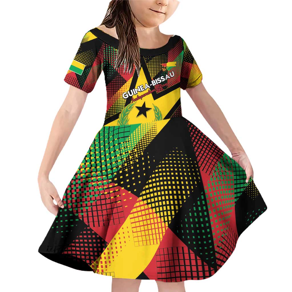 Personalized Guinea-Bissau Independence Day Family Matching Off Shoulder Short Dress and Hawaiian Shirt Coat Of Arms With Map - Wonder Print Shop