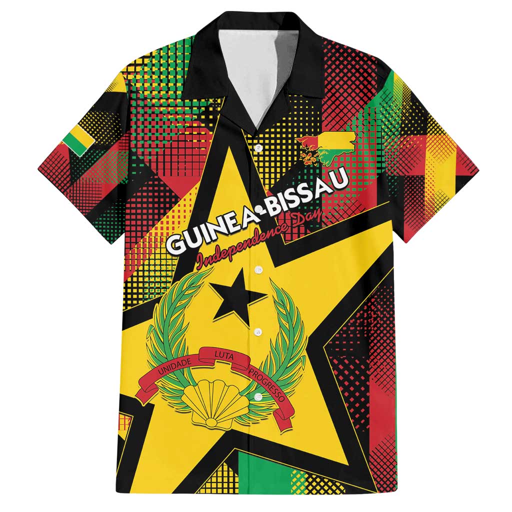 Personalized Guinea-Bissau Independence Day Family Matching Puletasi and Hawaiian Shirt Coat Of Arms With Map - Wonder Print Shop