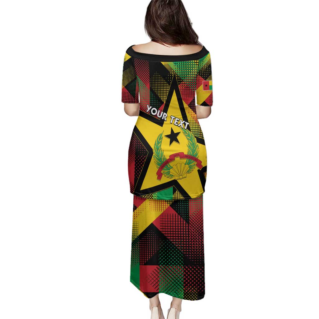 Personalized Guinea-Bissau Independence Day Family Matching Puletasi and Hawaiian Shirt Coat Of Arms With Map - Wonder Print Shop