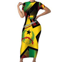 Personalized Guinea-Bissau Independence Day Family Matching Short Sleeve Bodycon Dress and Hawaiian Shirt Coat Of Arms With Map - Wonder Print Shop