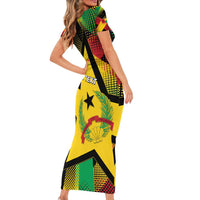 Personalized Guinea-Bissau Independence Day Family Matching Short Sleeve Bodycon Dress and Hawaiian Shirt Coat Of Arms With Map - Wonder Print Shop