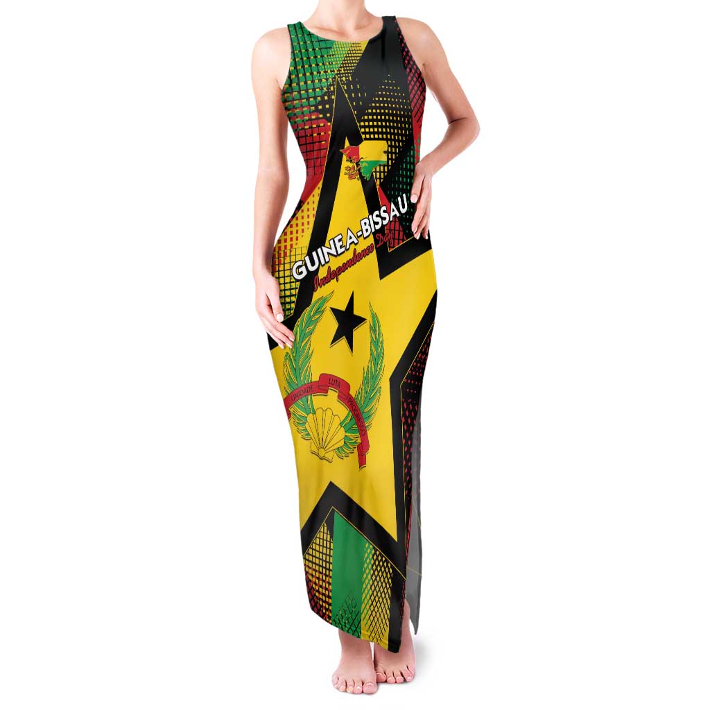 Personalized Guinea-Bissau Independence Day Family Matching Tank Maxi Dress and Hawaiian Shirt Coat Of Arms With Map - Wonder Print Shop