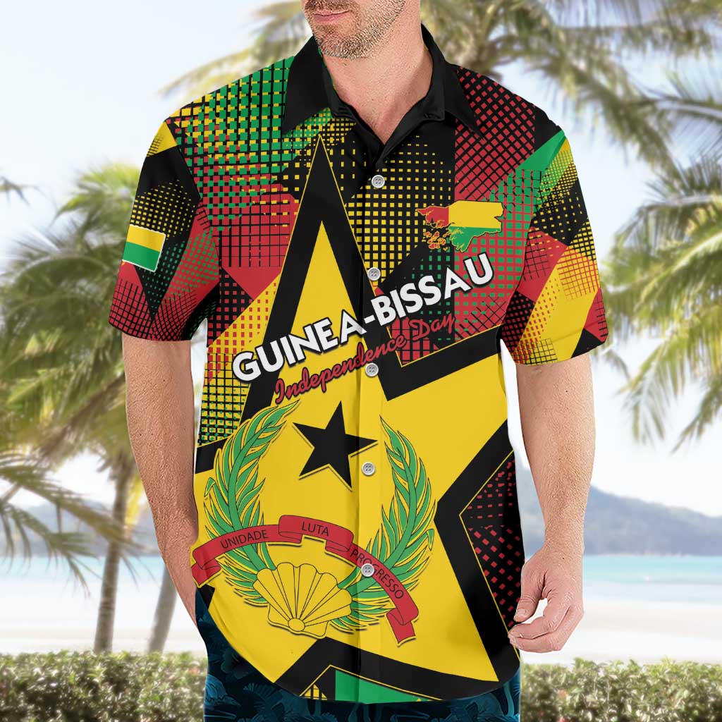 Personalized Guinea-Bissau Independence Day Hawaiian Shirt Coat Of Arms With Map - Wonder Print Shop