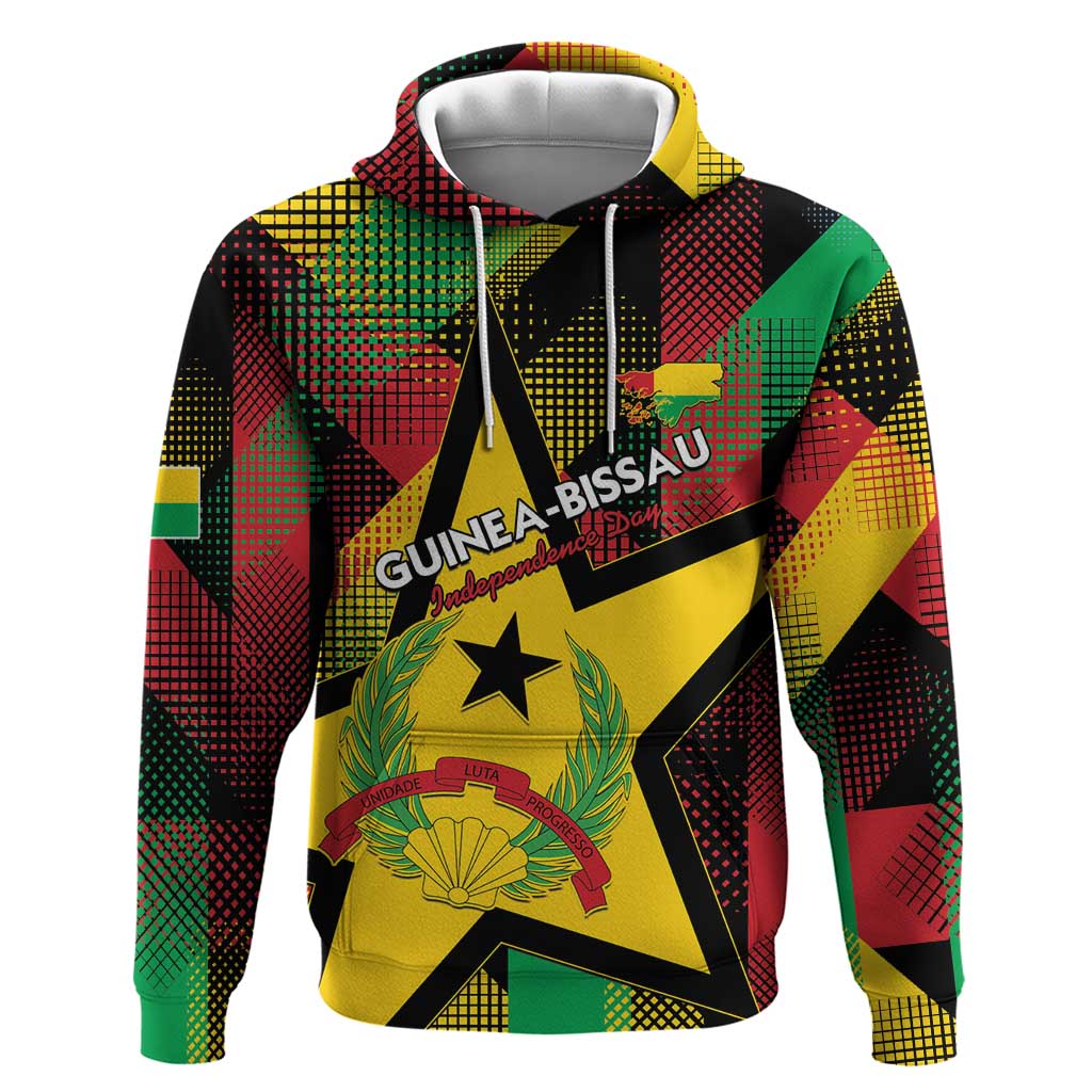 Personalized Guinea-Bissau Independence Day Hoodie Coat Of Arms With Map - Wonder Print Shop