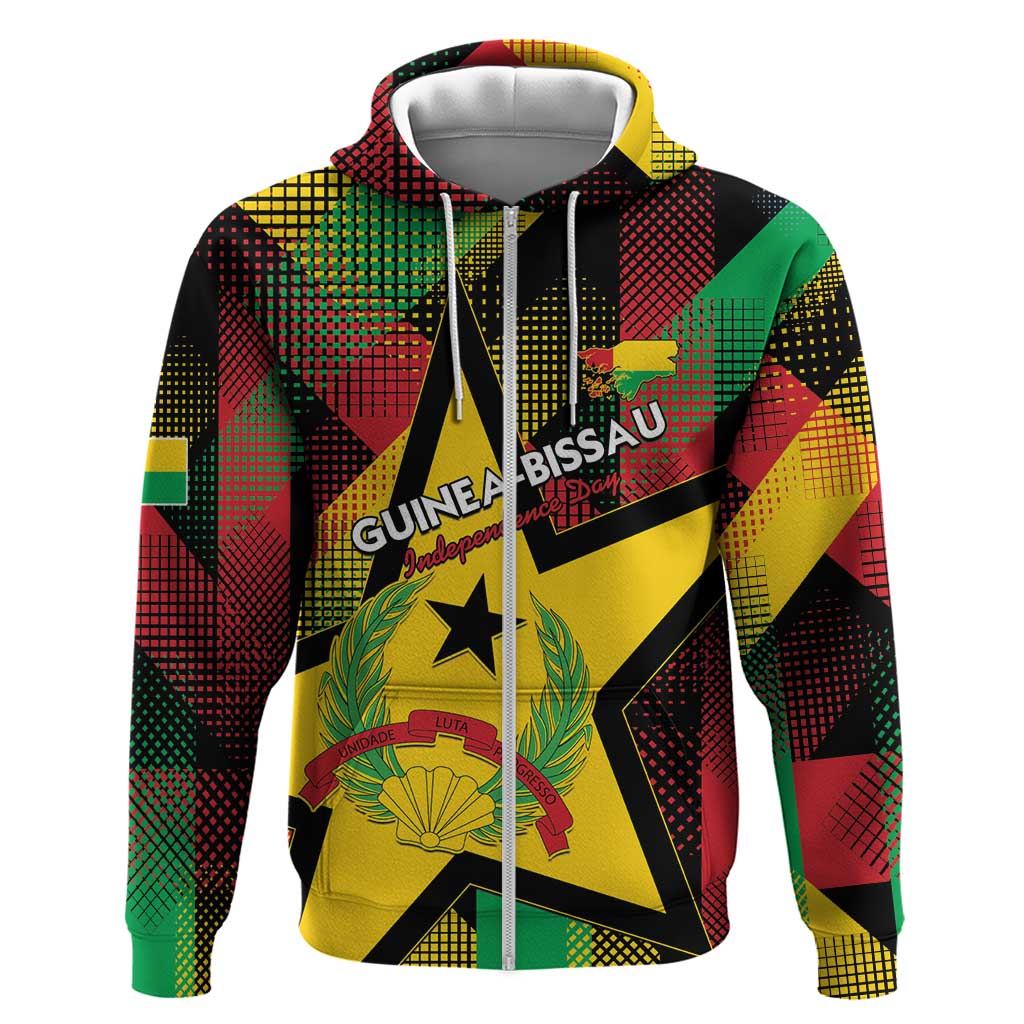 Personalized Guinea-Bissau Independence Day Hoodie Coat Of Arms With Map - Wonder Print Shop