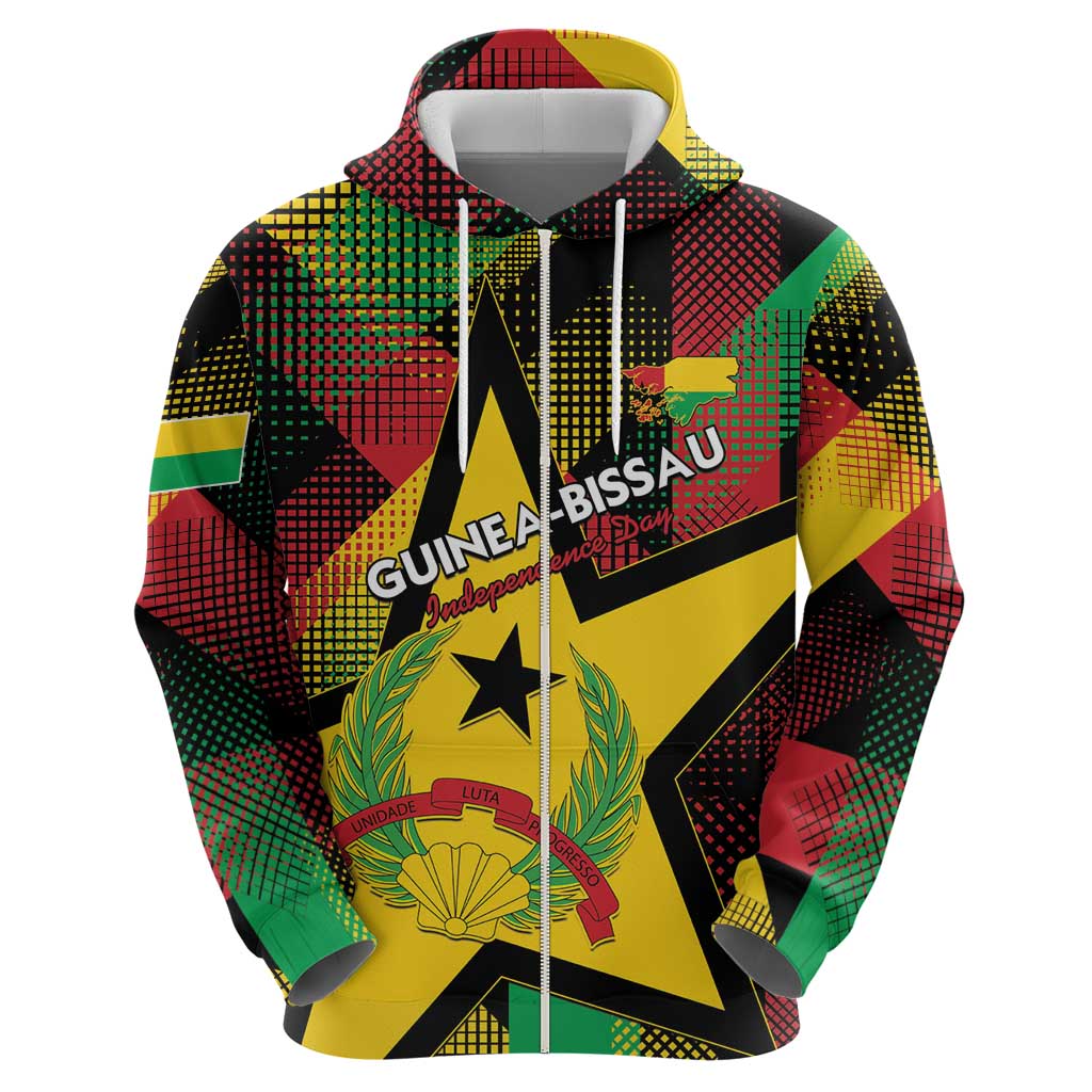 Personalized Guinea-Bissau Independence Day Hoodie Coat Of Arms With Map - Wonder Print Shop