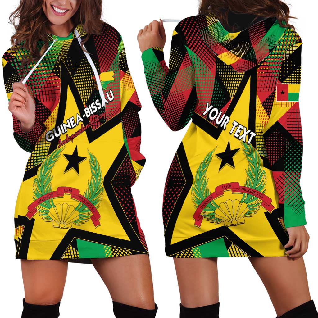 Personalized Guinea-Bissau Independence Day Hoodie Dress Coat Of Arms With Map - Wonder Print Shop