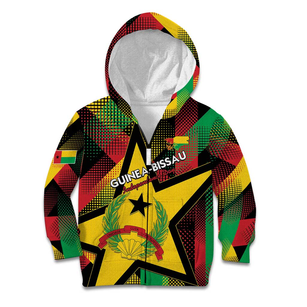 Personalized Guinea-Bissau Independence Day Kid Hoodie Coat Of Arms With Map - Wonder Print Shop