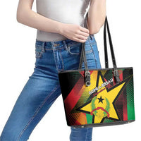 Guinea-Bissau Independence Day Leather Tote Bag Coat Of Arms With Map - Wonder Print Shop