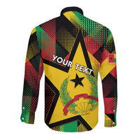 Personalized Guinea-Bissau Independence Day Long Sleeve Button Shirt Coat Of Arms With Map - Wonder Print Shop