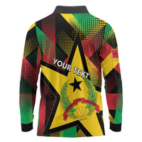 Personalized Guinea-Bissau Independence Day Long Sleeve Polo Shirt Coat Of Arms With Map - Wonder Print Shop