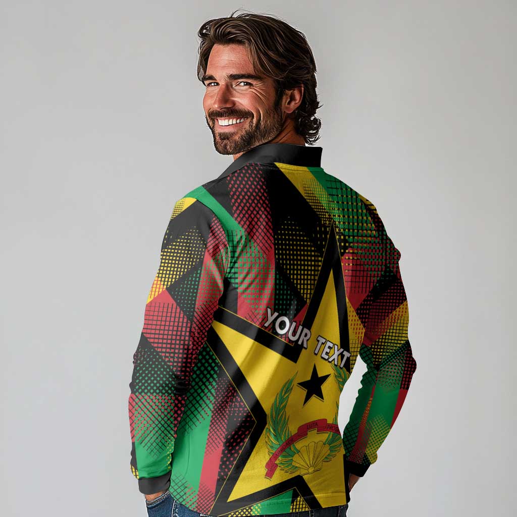 Personalized Guinea-Bissau Independence Day Long Sleeve Polo Shirt Coat Of Arms With Map - Wonder Print Shop