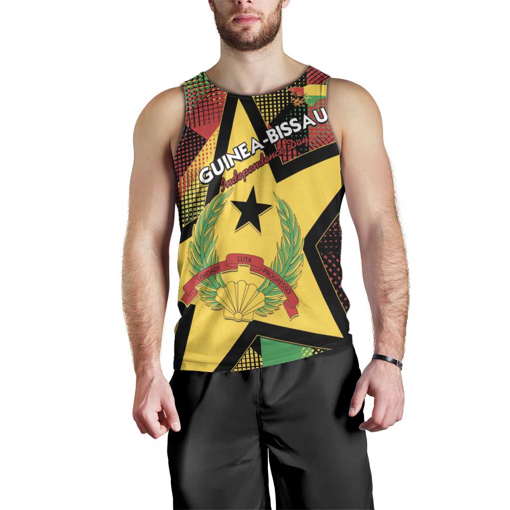 Personalized Guinea-Bissau Independence Day Men Tank Top Coat Of Arms With Map - Wonder Print Shop