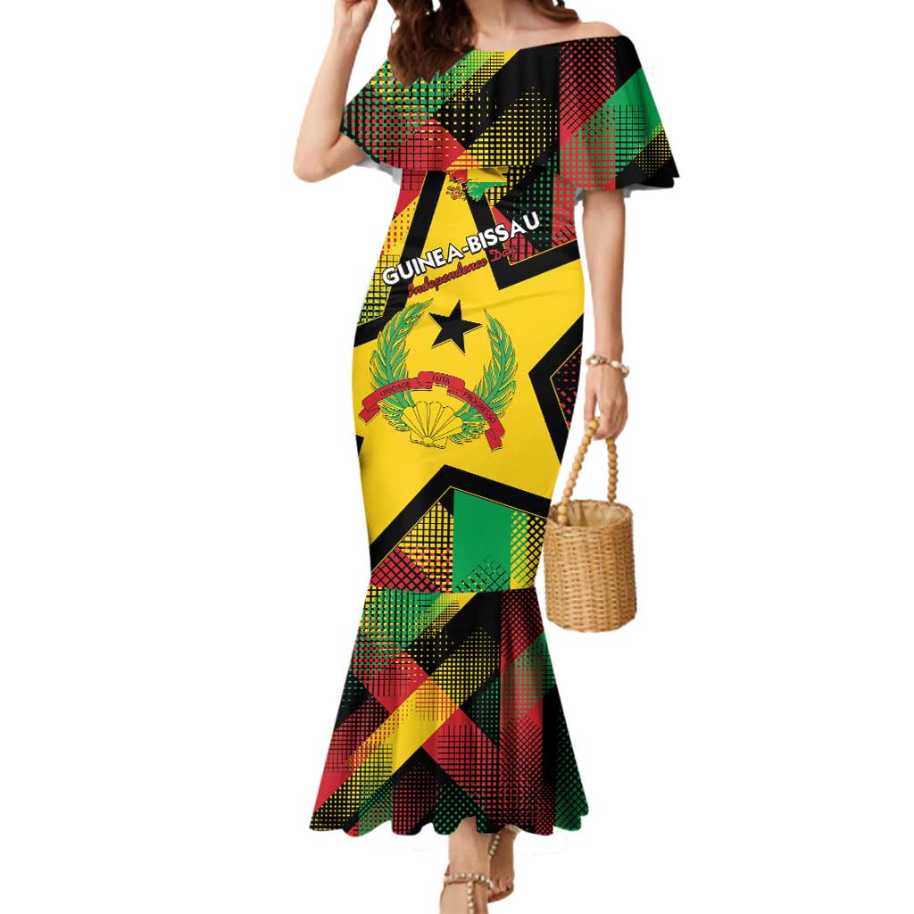 Personalized Guinea-Bissau Independence Day Mermaid Dress Coat Of Arms With Map - Wonder Print Shop