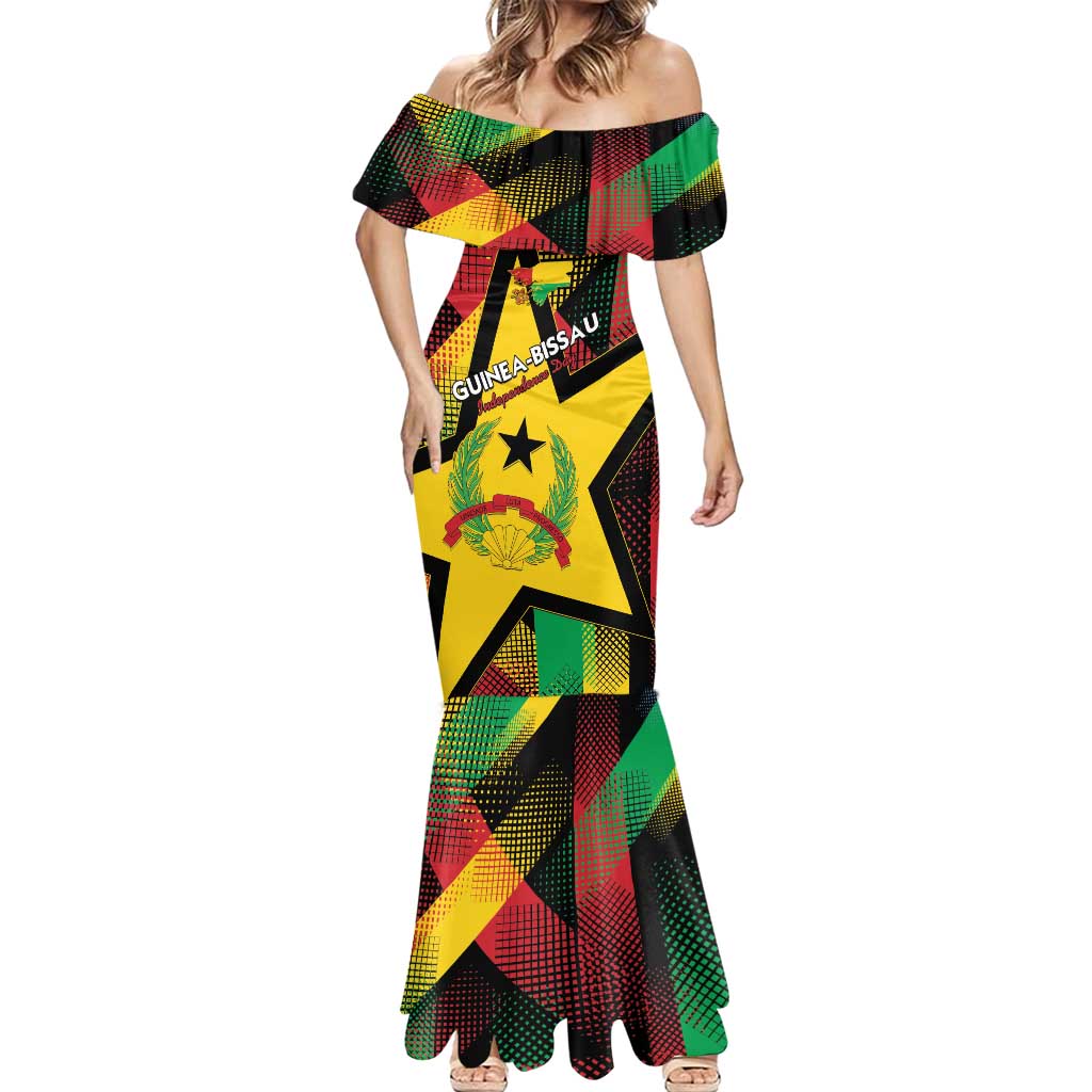 Personalized Guinea-Bissau Independence Day Mermaid Dress Coat Of Arms With Map - Wonder Print Shop