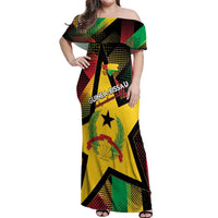 Personalized Guinea-Bissau Independence Day Off Shoulder Maxi Dress Coat Of Arms With Map - Wonder Print Shop