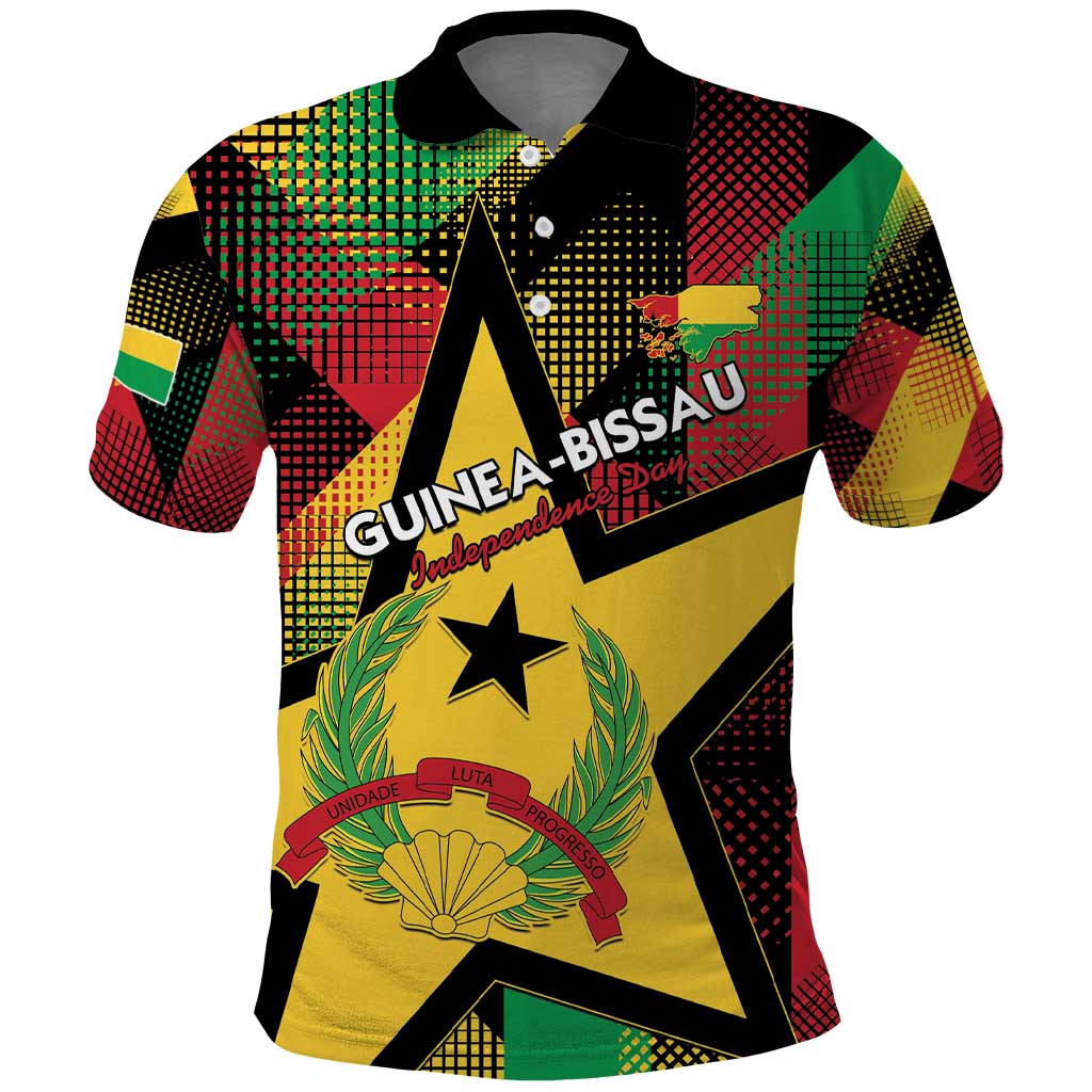 Personalized Guinea-Bissau Independence Day Polo Shirt Coat Of Arms With Map - Wonder Print Shop