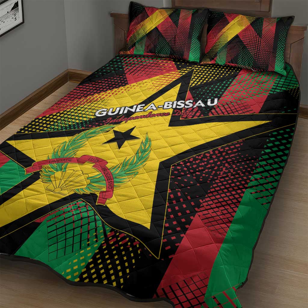Guinea-Bissau Independence Day Quilt Bed Set Coat Of Arms With Map - Wonder Print Shop