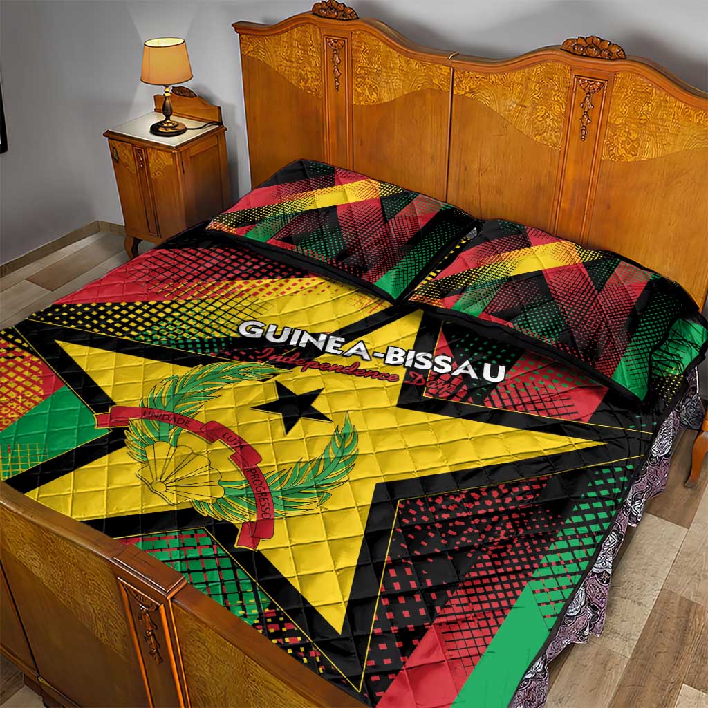 Guinea-Bissau Independence Day Quilt Bed Set Coat Of Arms With Map - Wonder Print Shop