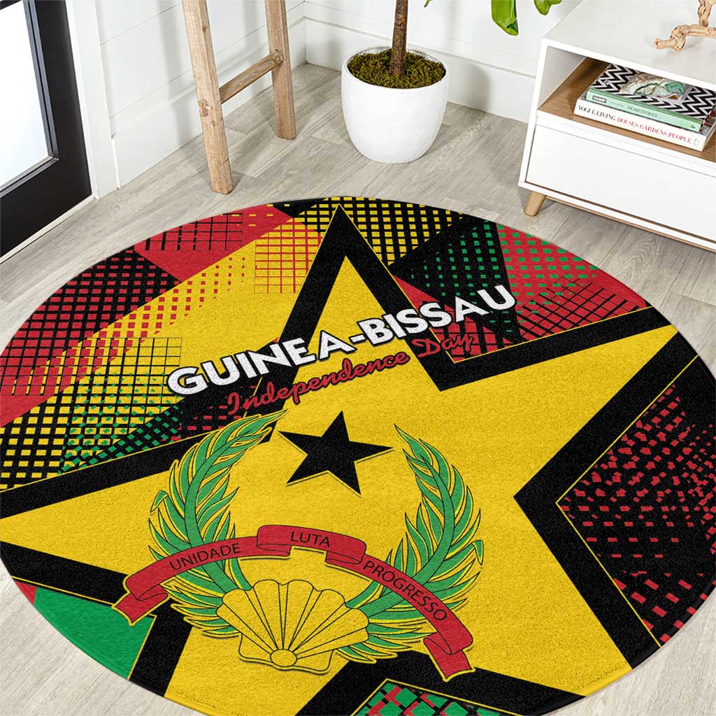 Guinea-Bissau Independence Day Round Carpet Coat Of Arms With Map - Wonder Print Shop