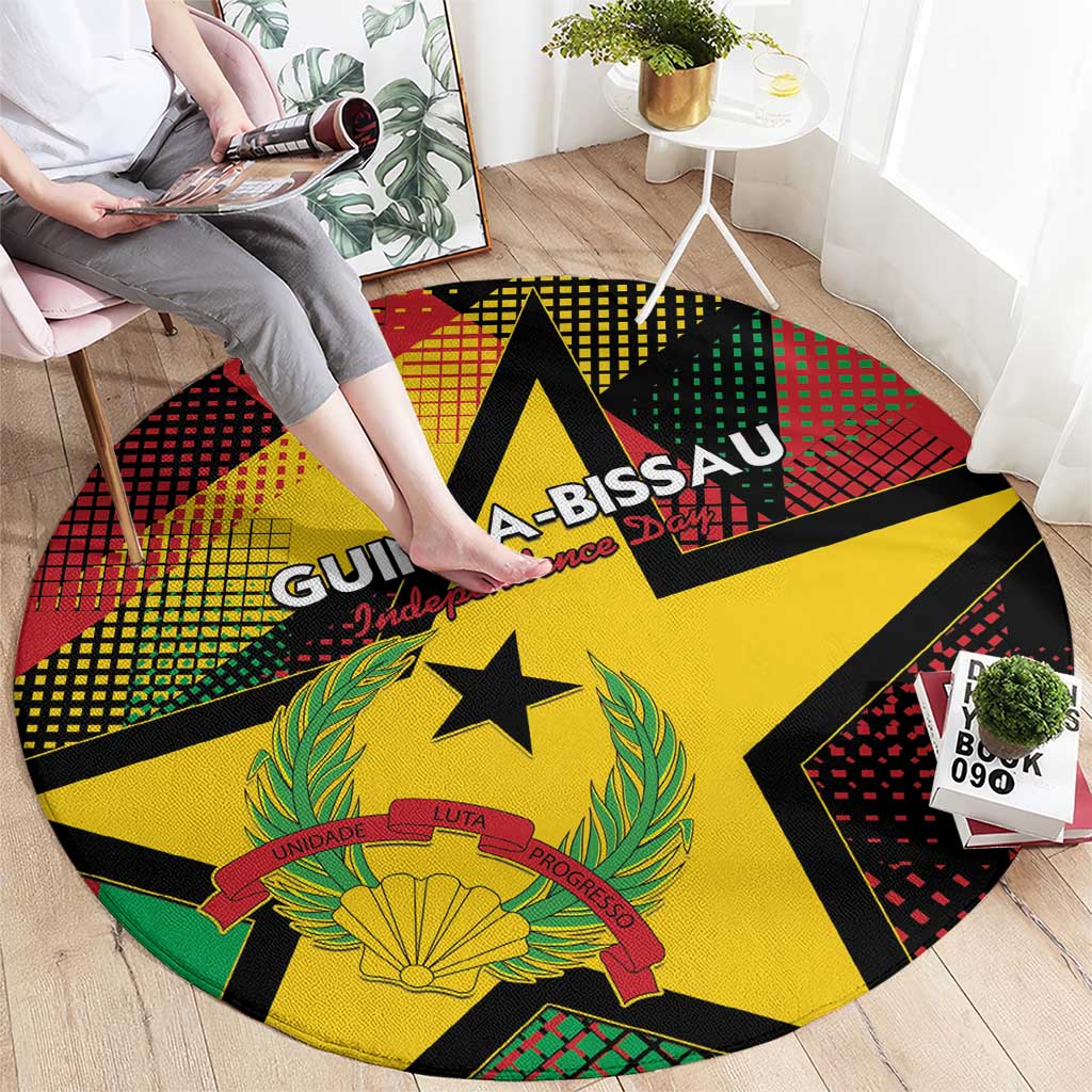 Guinea-Bissau Independence Day Round Carpet Coat Of Arms With Map - Wonder Print Shop