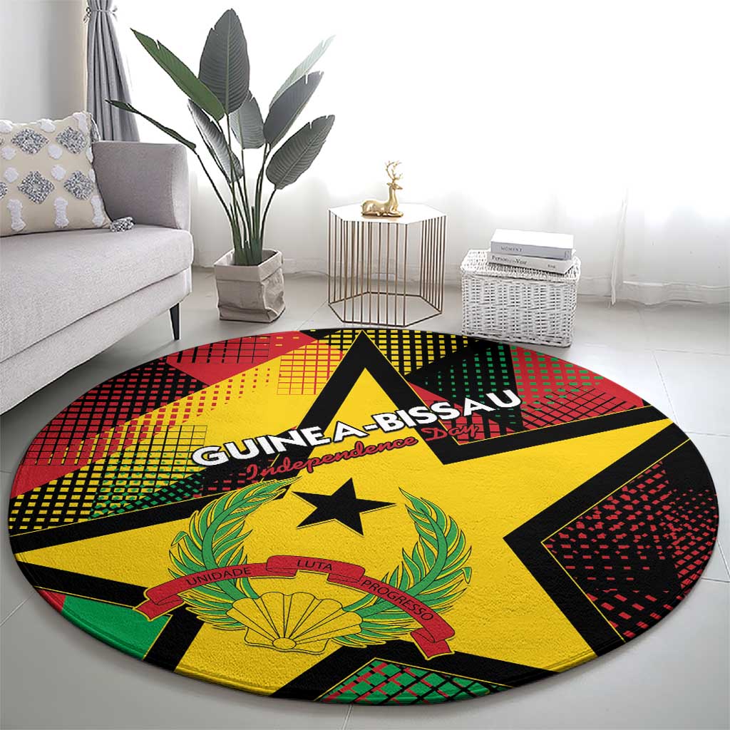 Guinea-Bissau Independence Day Round Carpet Coat Of Arms With Map - Wonder Print Shop
