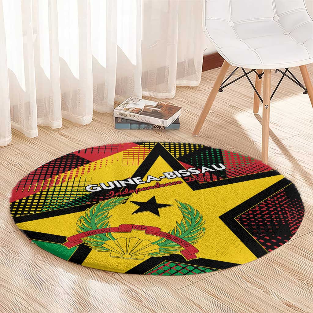 Guinea-Bissau Independence Day Round Carpet Coat Of Arms With Map - Wonder Print Shop
