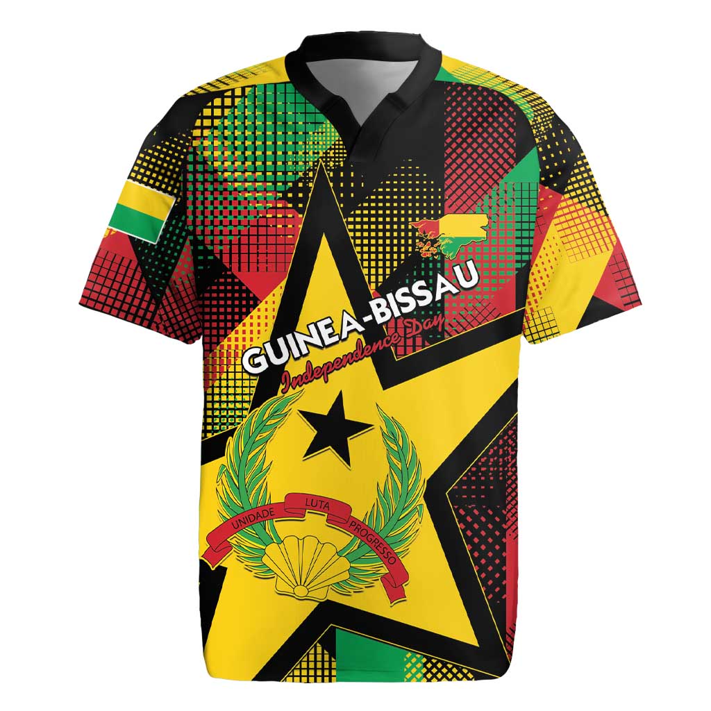 Personalized Guinea-Bissau Independence Day Rugby Jersey Coat Of Arms With Map - Wonder Print Shop