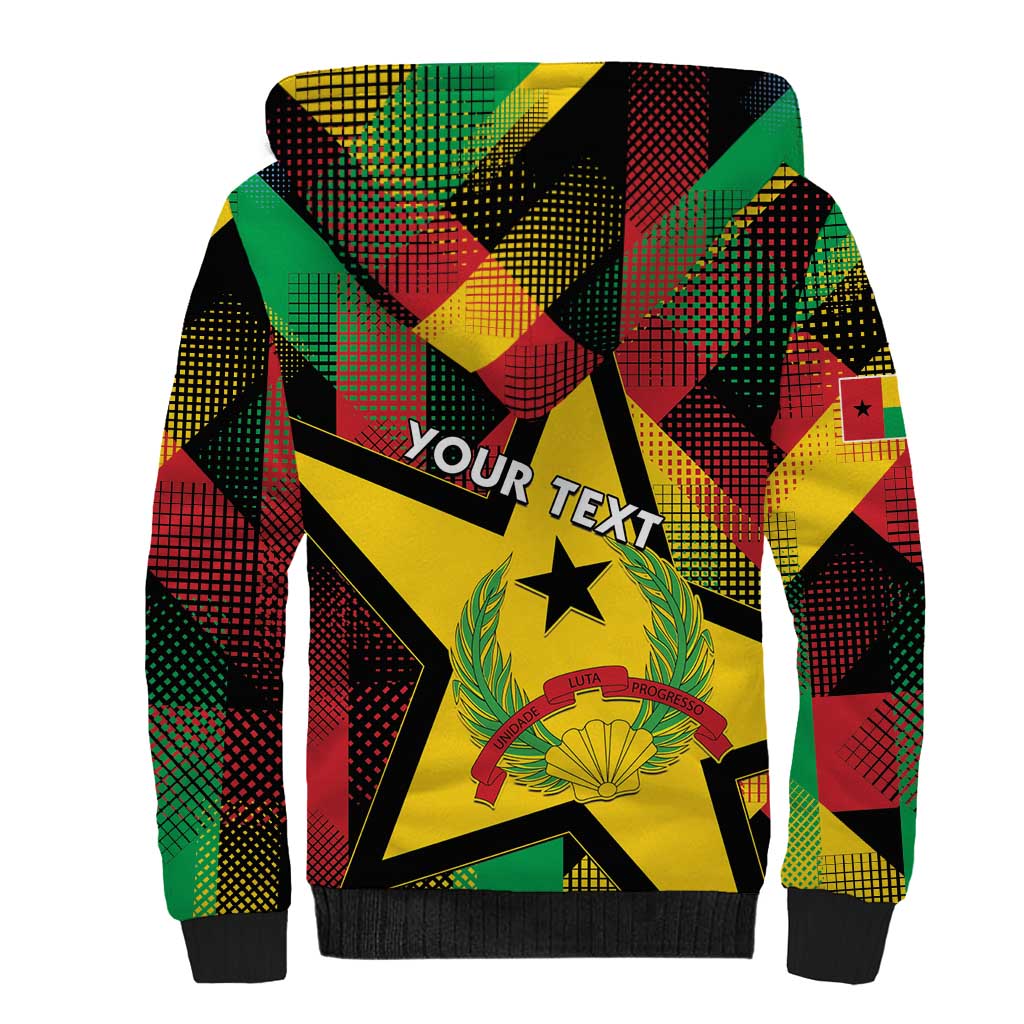 Personalized Guinea-Bissau Independence Day Sherpa Hoodie Coat Of Arms With Map - Wonder Print Shop