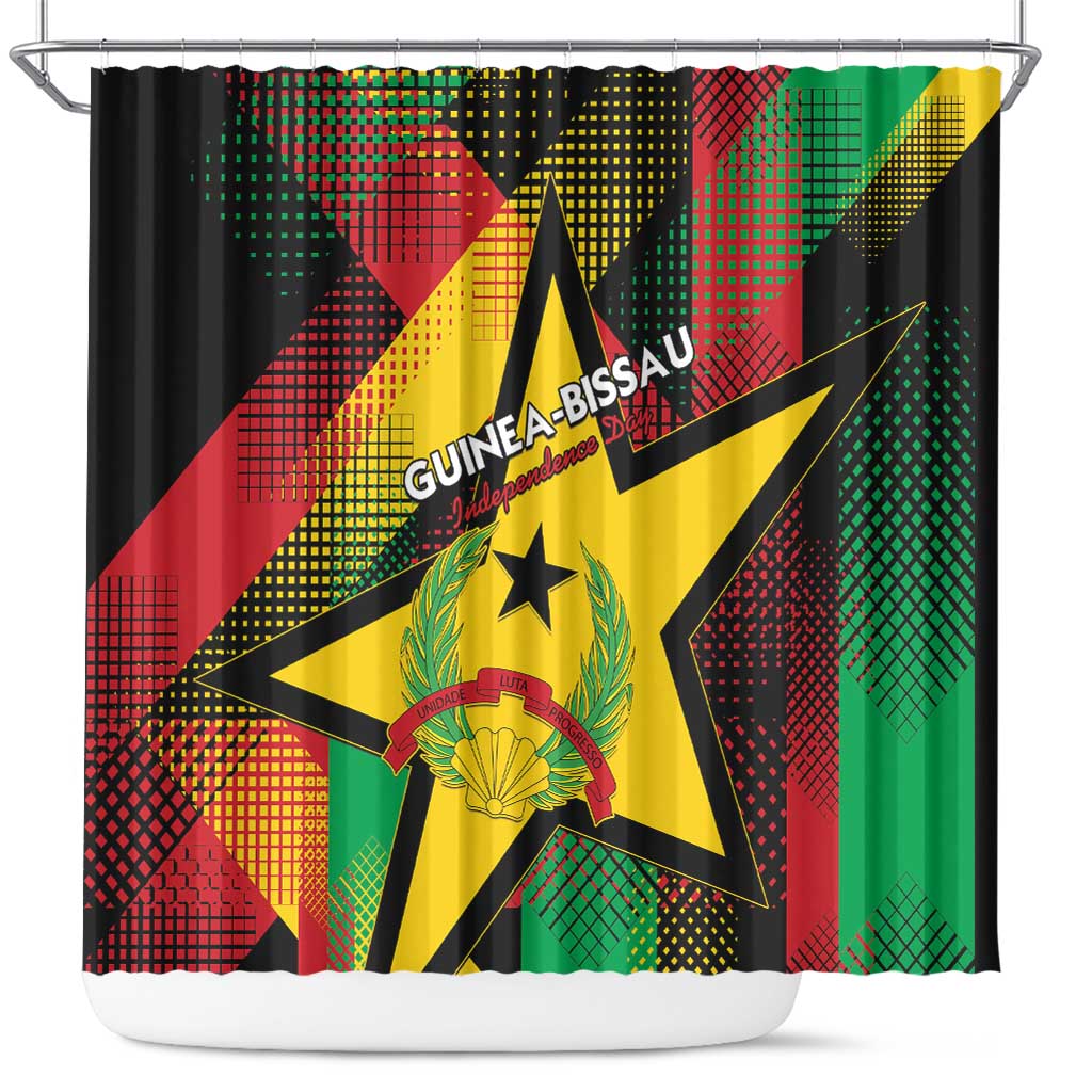 Guinea-Bissau Independence Day Shower Curtain Coat Of Arms With Map - Wonder Print Shop