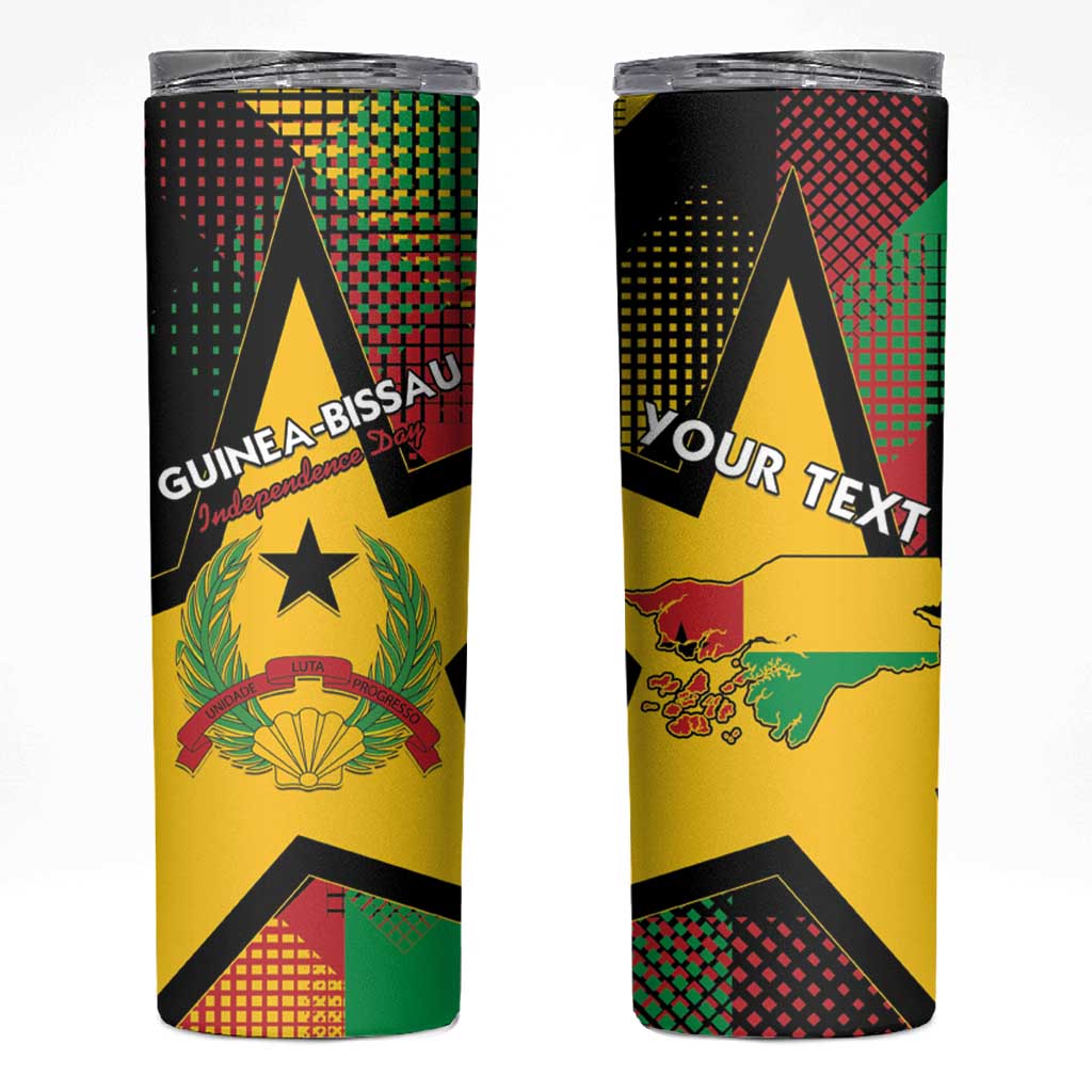 Personalized Guinea-Bissau Independence Day Skinny Tumbler Coat Of Arms With Map - Wonder Print Shop